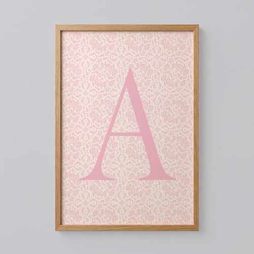 Pink Floral Initial Letter A Art