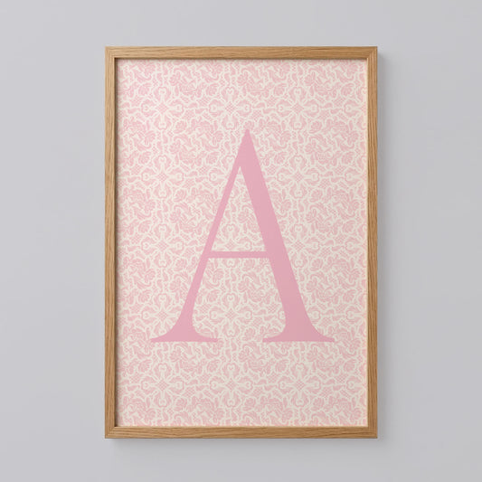 Pink Floral Initial Letter A Art