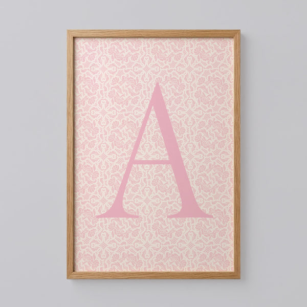 Pink Floral Initial Letter A Art