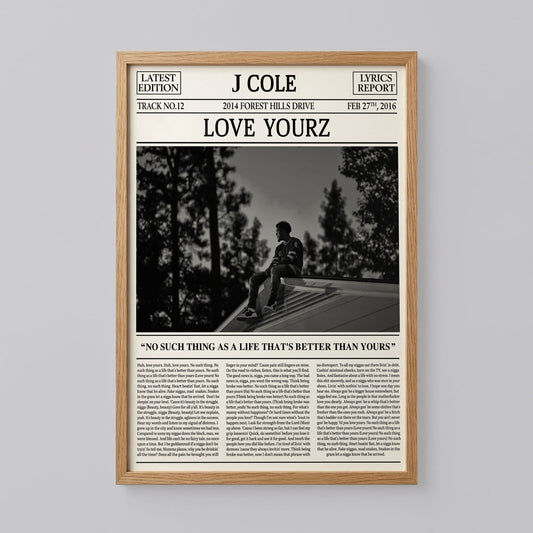 J. Cole Retro Newspaper Print