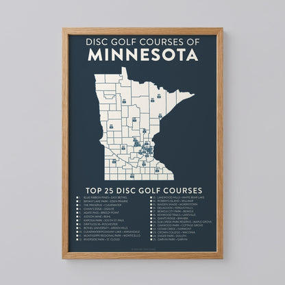 Minnesota Disc Golf Checklist Map Poster