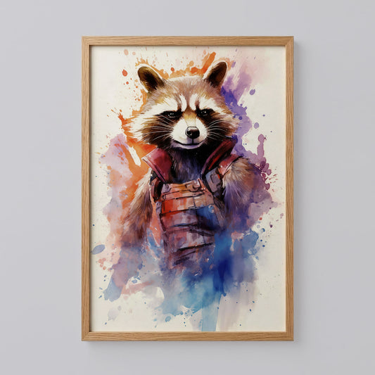 Rocket Raccoon Watercolor Art Print