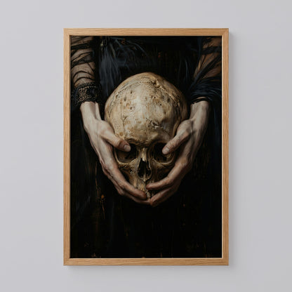 Victorian Hands Holding Skull Poster