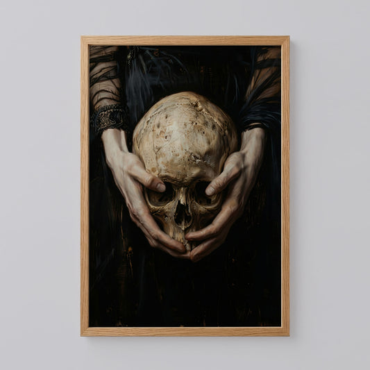 Victorian Hands Holding Skull Poster