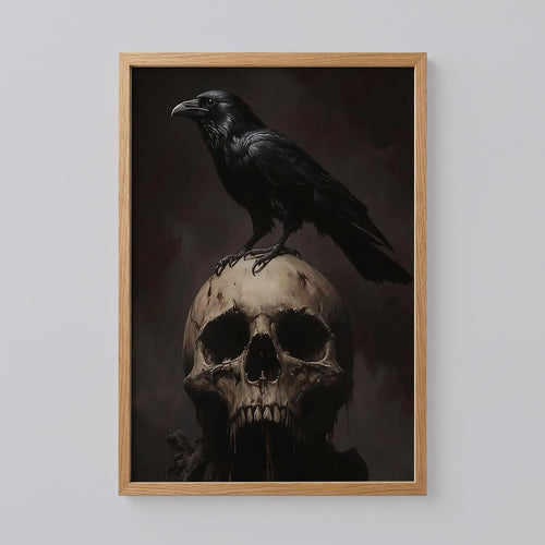 Vintage Raven Skull Art Print