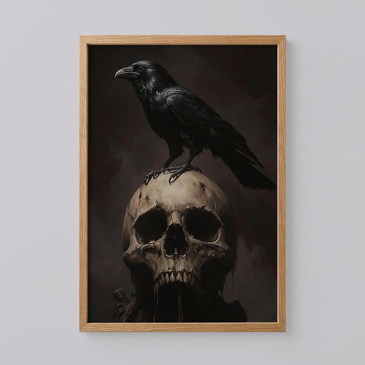 Vintage Raven Skull Art Print