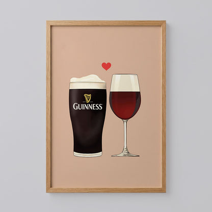 Funny Guinness Rose Wine Print