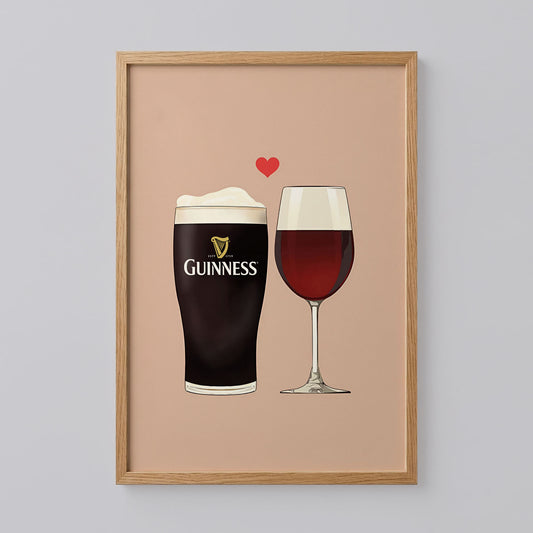 Funny Guinness Rose Wine Print