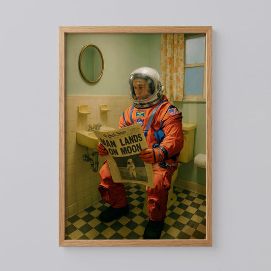Retro Astronaut Bathroom Poster