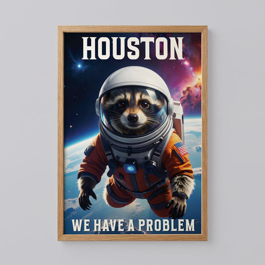 Funny Space Racoon Houston Problems Poster