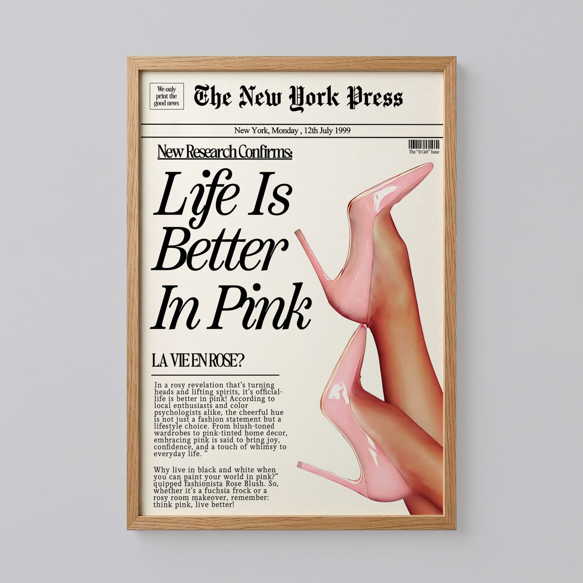 Pink Newspaper Print