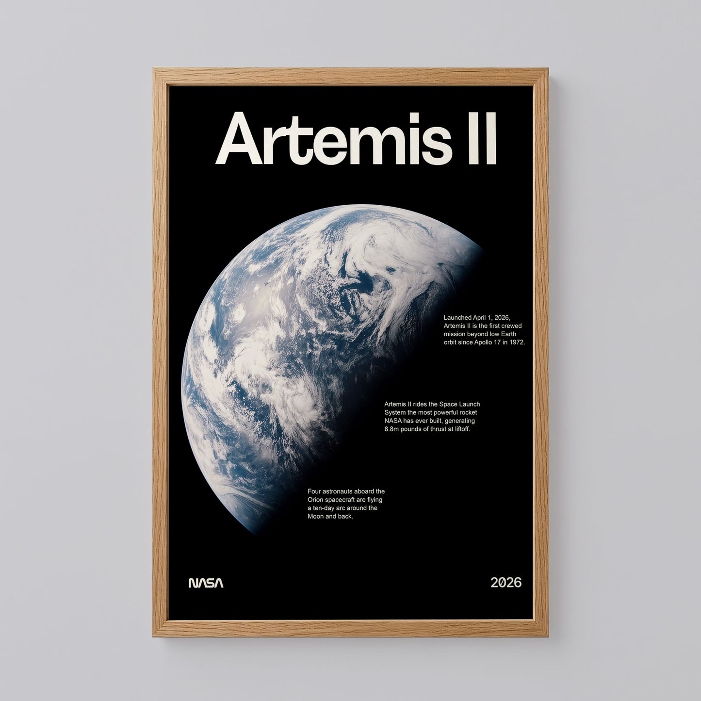 Artemis II Earth Poster