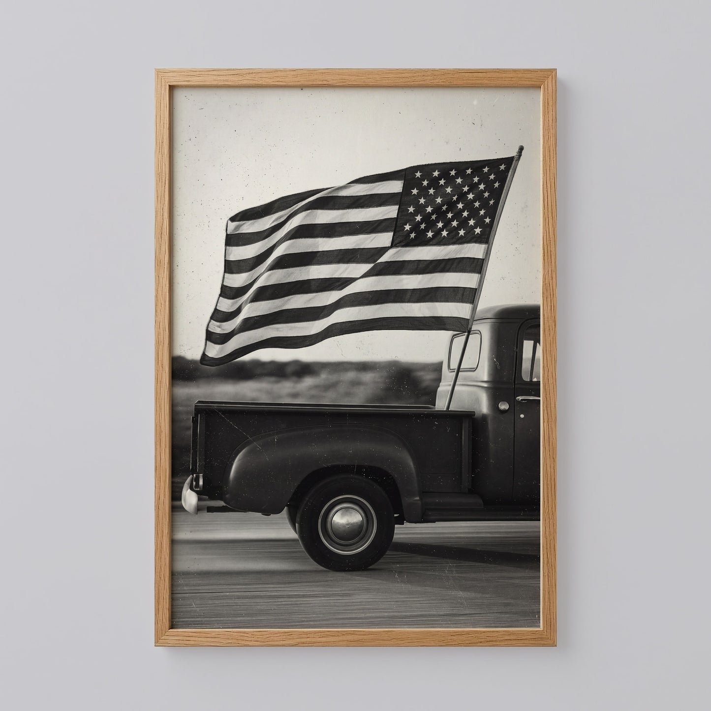 Vintage Truck with American Flag Wall Art