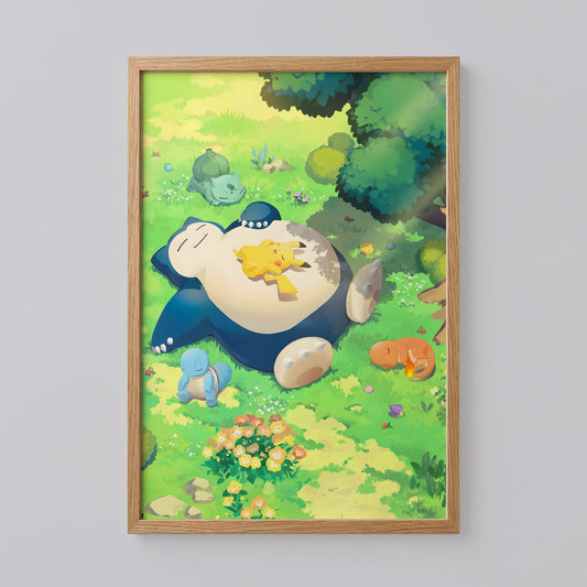Snorlax, Pikachu Sleep Wall Art