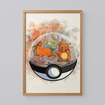 Charmander PokeBall Terrarium Poster