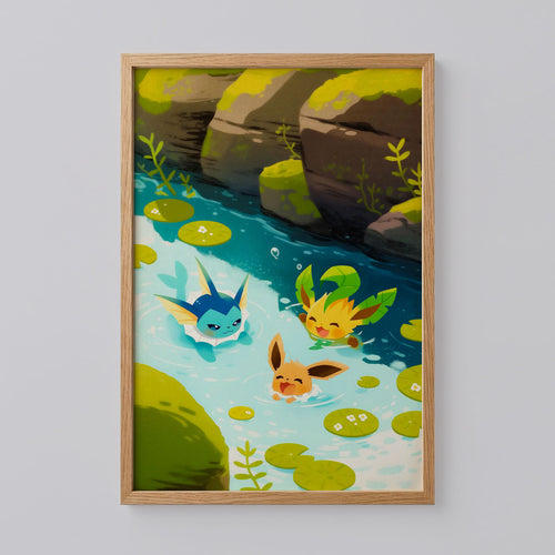Eevee, Vaporeon, and Leafeon Poster