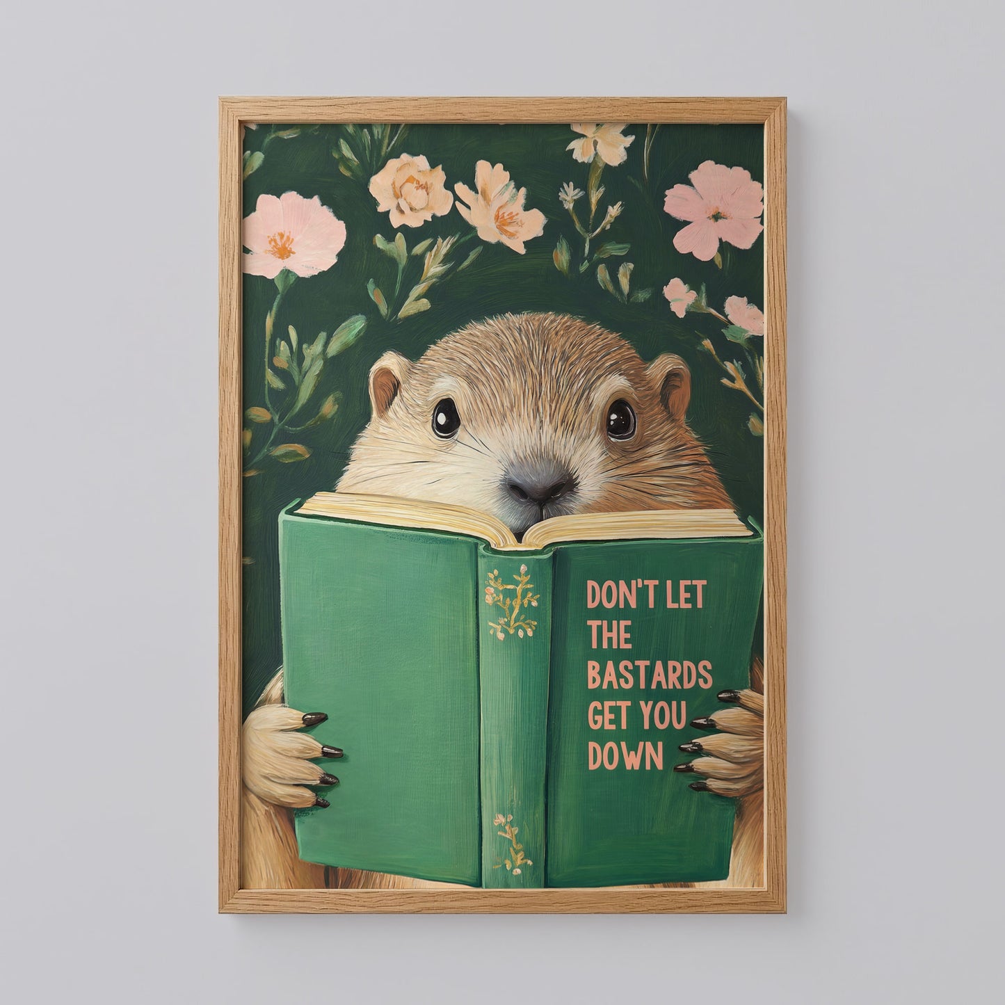 Groundhog Reading Motivational Book Art Print