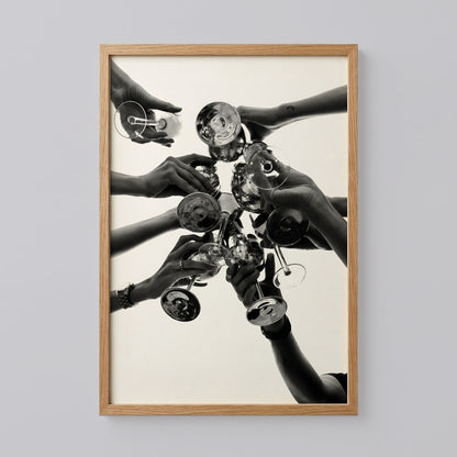 Cheers Black and White Cocktail Wall Art