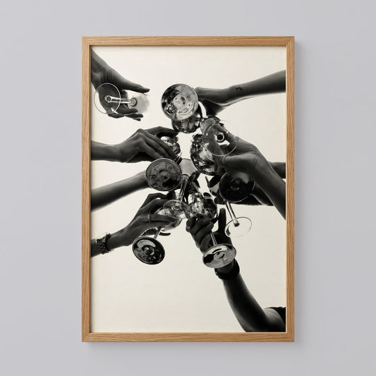Cheers Black and White Cocktail Wall Art