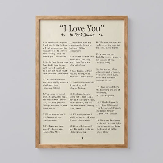 Love in Book Quotes Poster