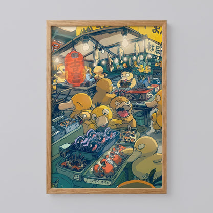 Psyduck Fish Market Fan Art Print