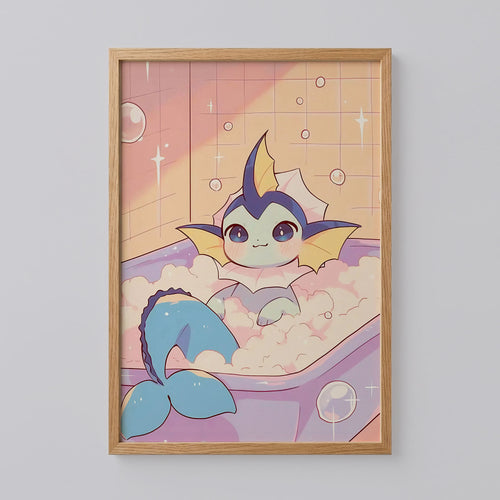 Vaporeon Bubble Bath Art Print
