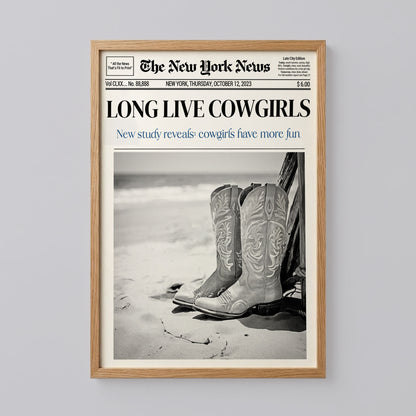 Long Live Cowgirls Newspaper Poster