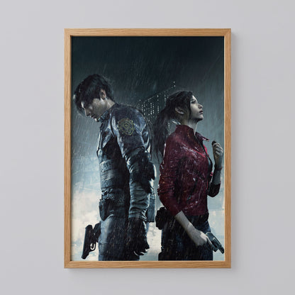 Leon Kennedy & Claire Redfield Residence Evil 2 Poster