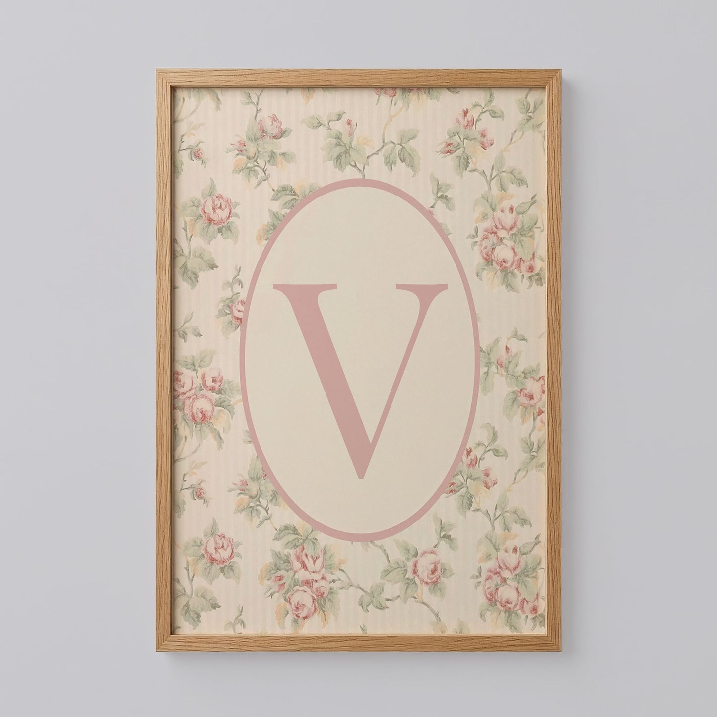Floral Letter V Initial Poster