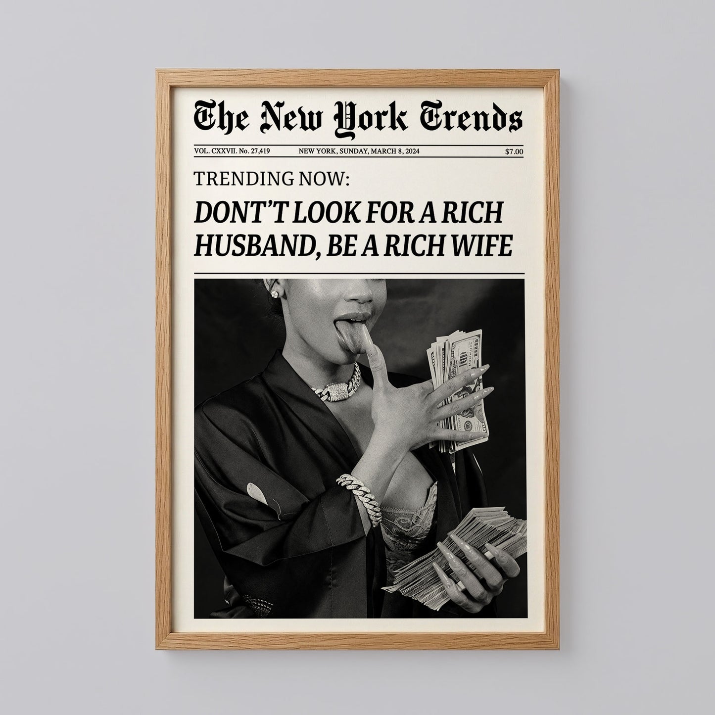 Don't Look For A Rich Husband Era Newspaper Poster