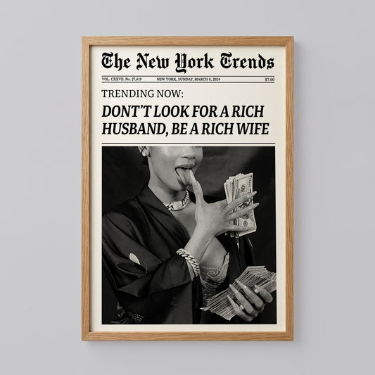 Don't Look For A Rich Husband Era Newspaper Poster