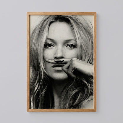 Kate Moss Moustache Art Print