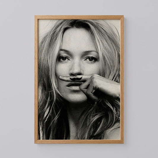 Kate Moss Moustache Art Print