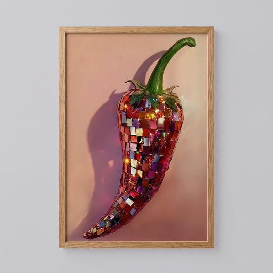 Chili Pepper Disco Ball Print