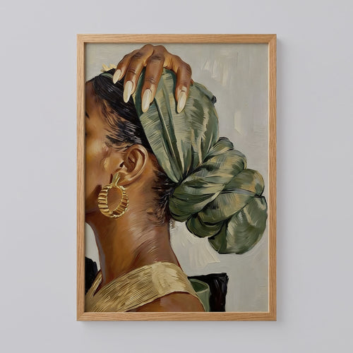 Black Girl Art Green Headwrap Poster