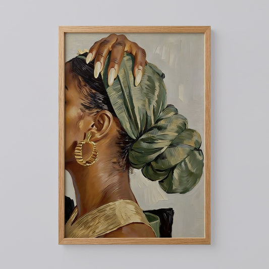 Black Girl Art Green Headwrap Poster