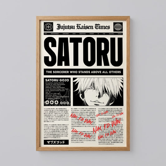 Saturo Gojo Newspaper Poster