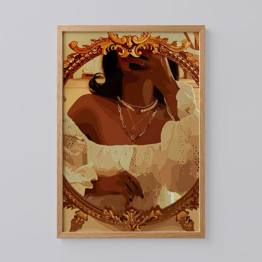 Black Woman Gold Jewelry Art