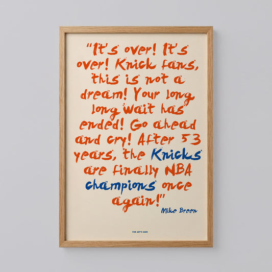 New York Knicks Mike Breen Quote Art Print