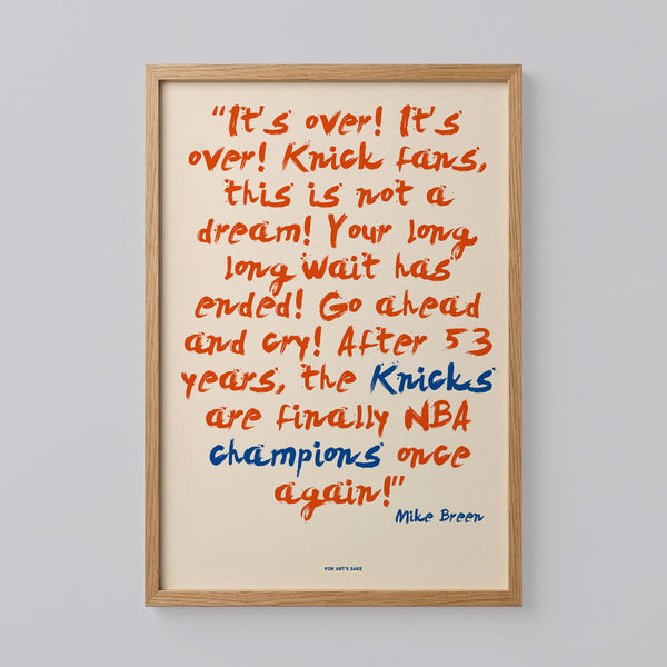 New York Knicks Mike Breen Quote Art Print