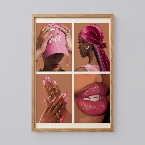 Black Girl Pink Bedroom Art Posters