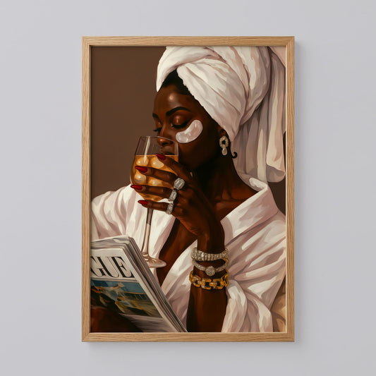 Stylish Black Woman Bathroom Wall Art