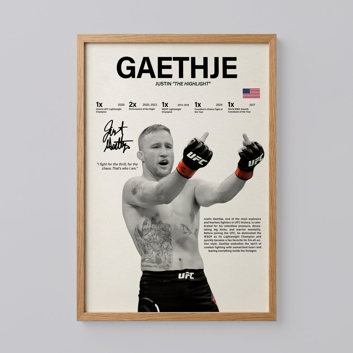 Justin Gaethje Art Print