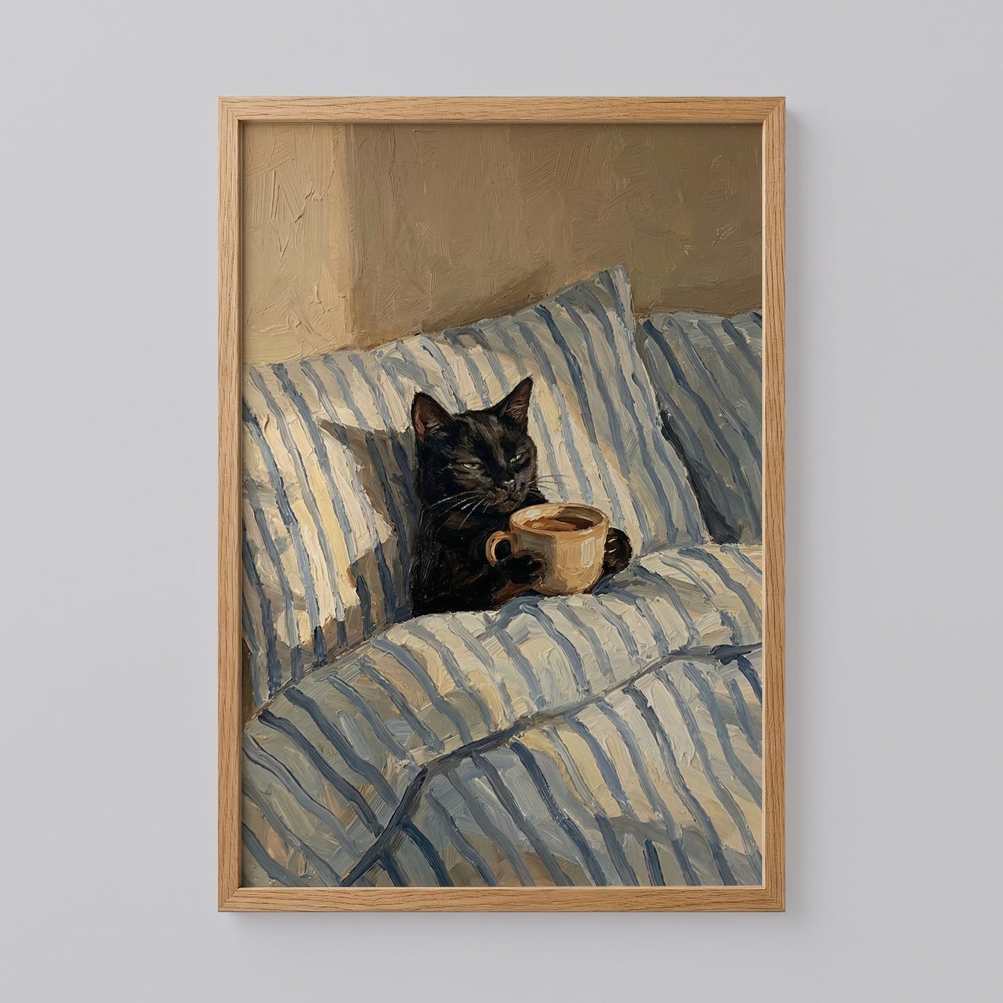 Black Cat With Coffee Poster