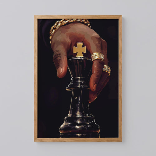 Chess King Black Art Poster