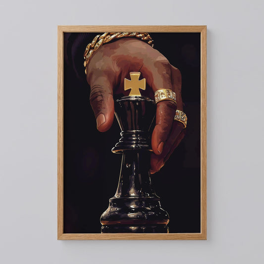 Chess King Black Art Poster
