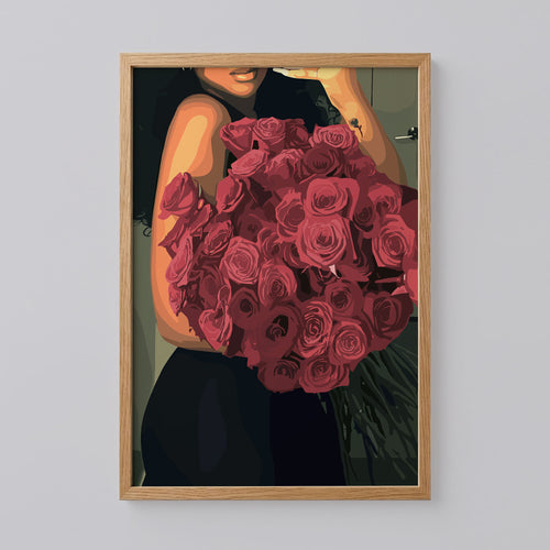 Beauty with Flowers Poster