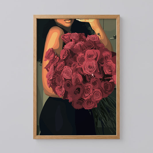 Beauty with Flowers Poster