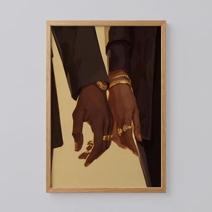 Black Couple Holding Hands Wall Art
