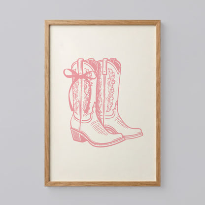 Pink Coquette Cowgirl Boots Print
